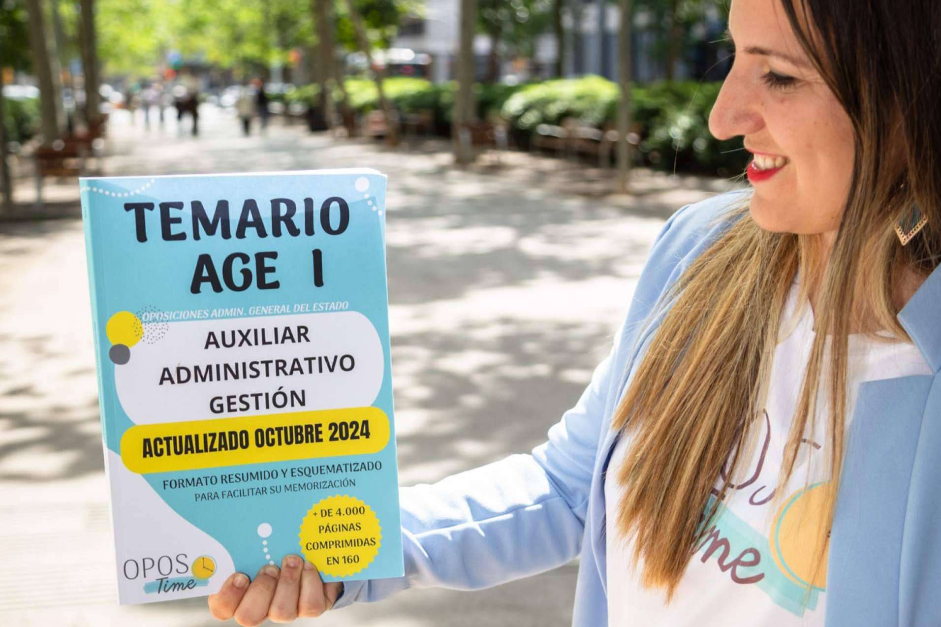 Temario actualizado 2025 de OposTime; para preparar Auxiliar y Administrativo del Estado en 160 páginas