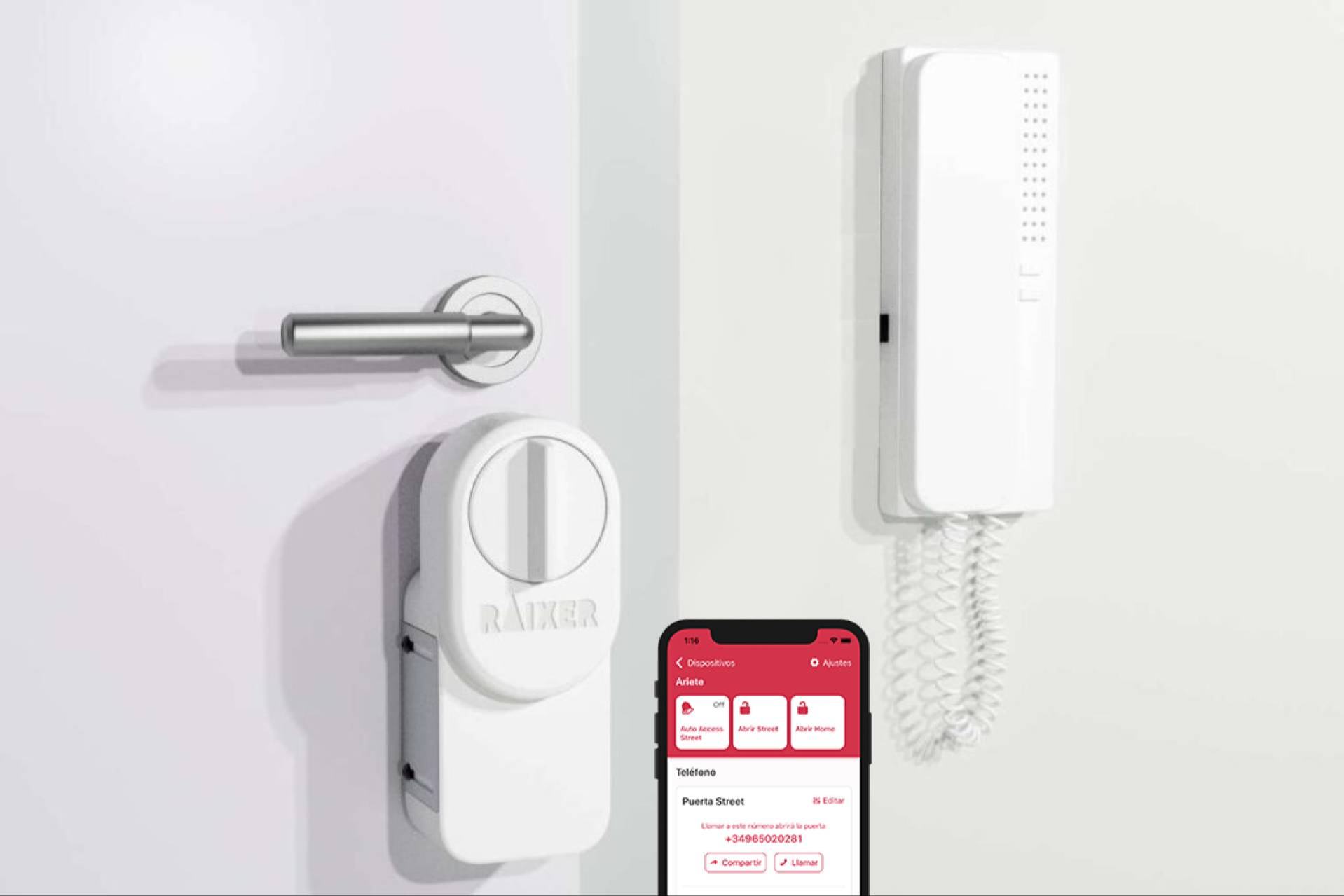La cerradura inteligente sin instalación externa de Raixer ofrece apertura remota y control por llamada perdida